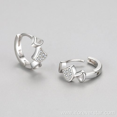 9255 Sterling Silver CZ Hoop Earrings Silver